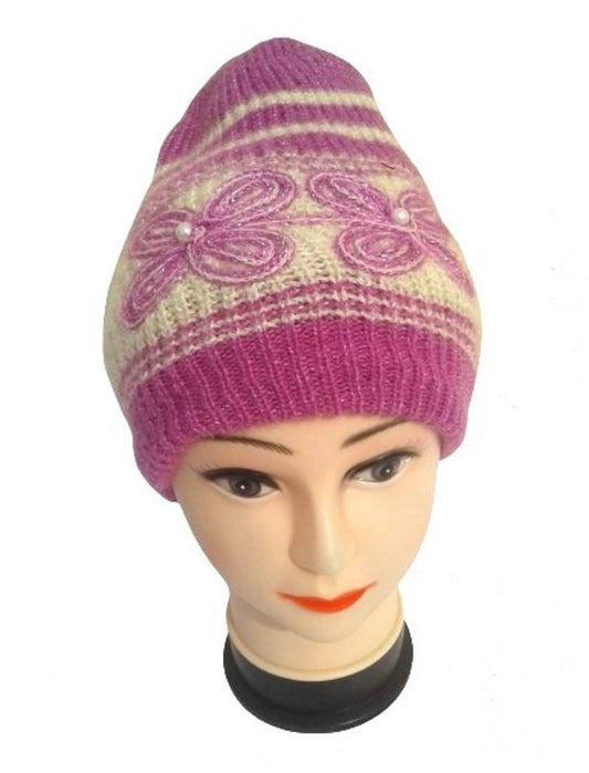 Women Winter Woolen Cap (Pack of 1) Purple Color