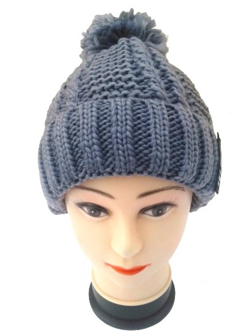 Women Knitted Woolen Cap (Grey, Pack of 1)