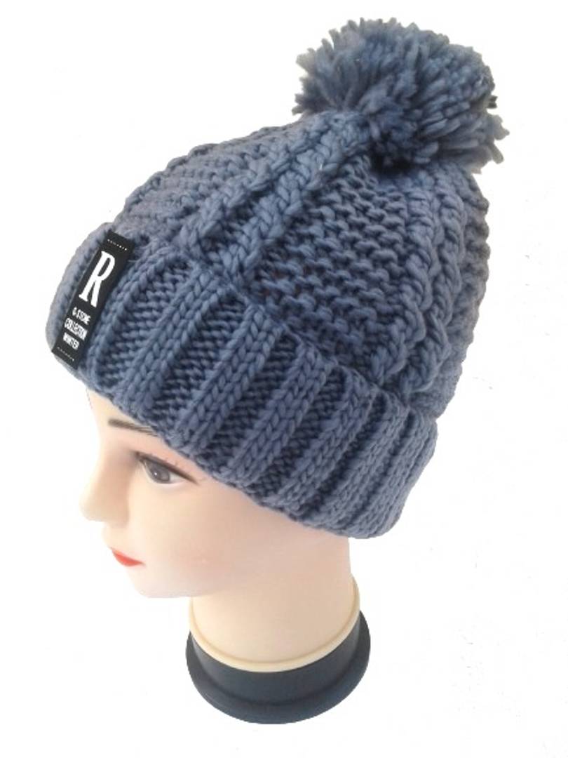 Women Knitted Woolen Cap (Grey, Pack of 1)