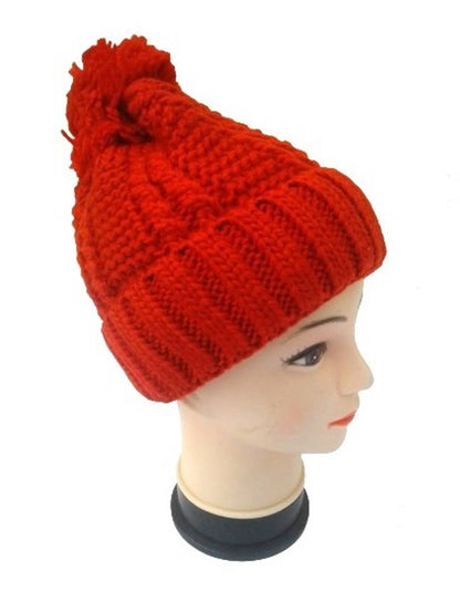 Women Knitted Woolen Cap (Red, Pack of 1)