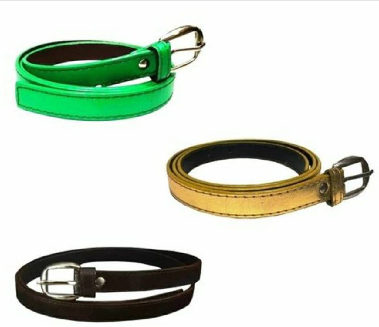 Woman Vegan Leather Belts. Great Comfort Stylish Design PU Belts for Girls (Pack of 3)