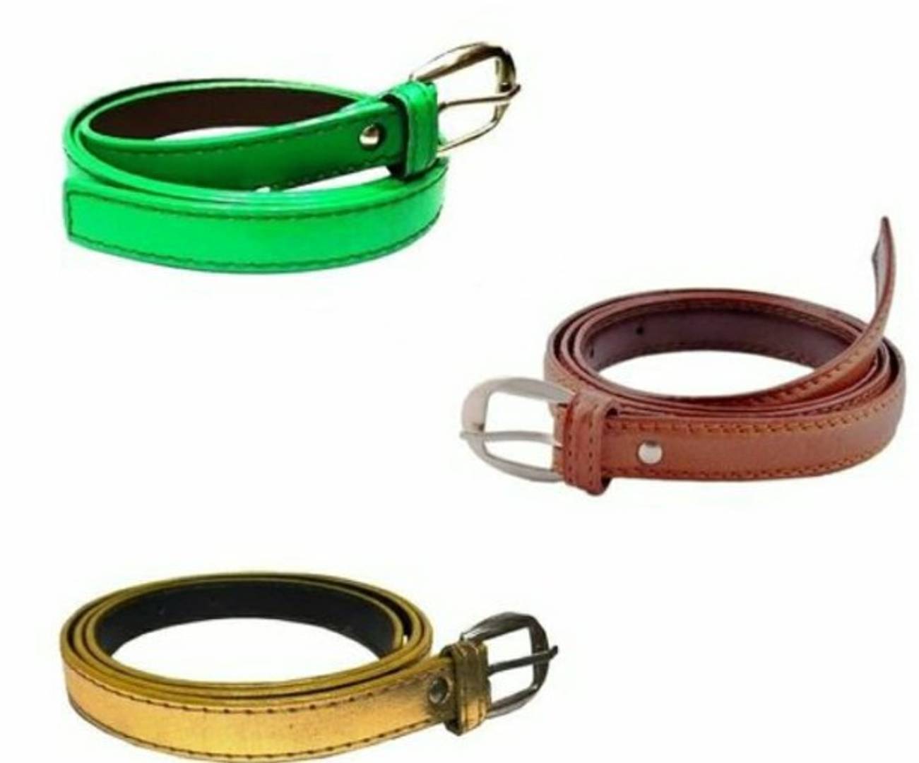 Woman Vegan Leather Belts, PU Belts for Girls (Pack of 3)