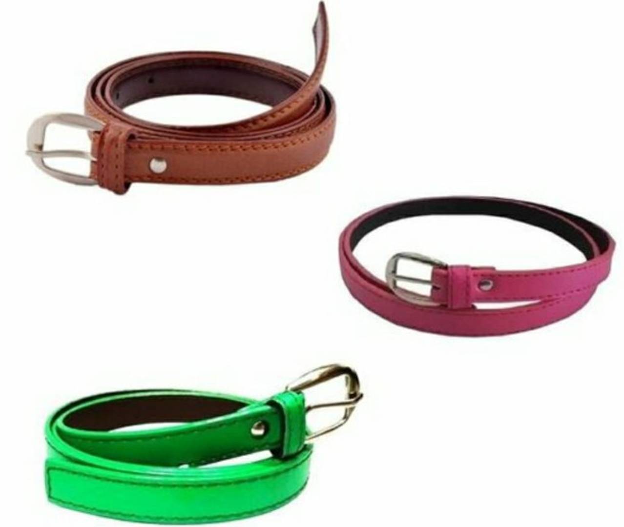 Woman Vegan Leather Belts. Great Design PU Belts for Girls (Pack of 3)