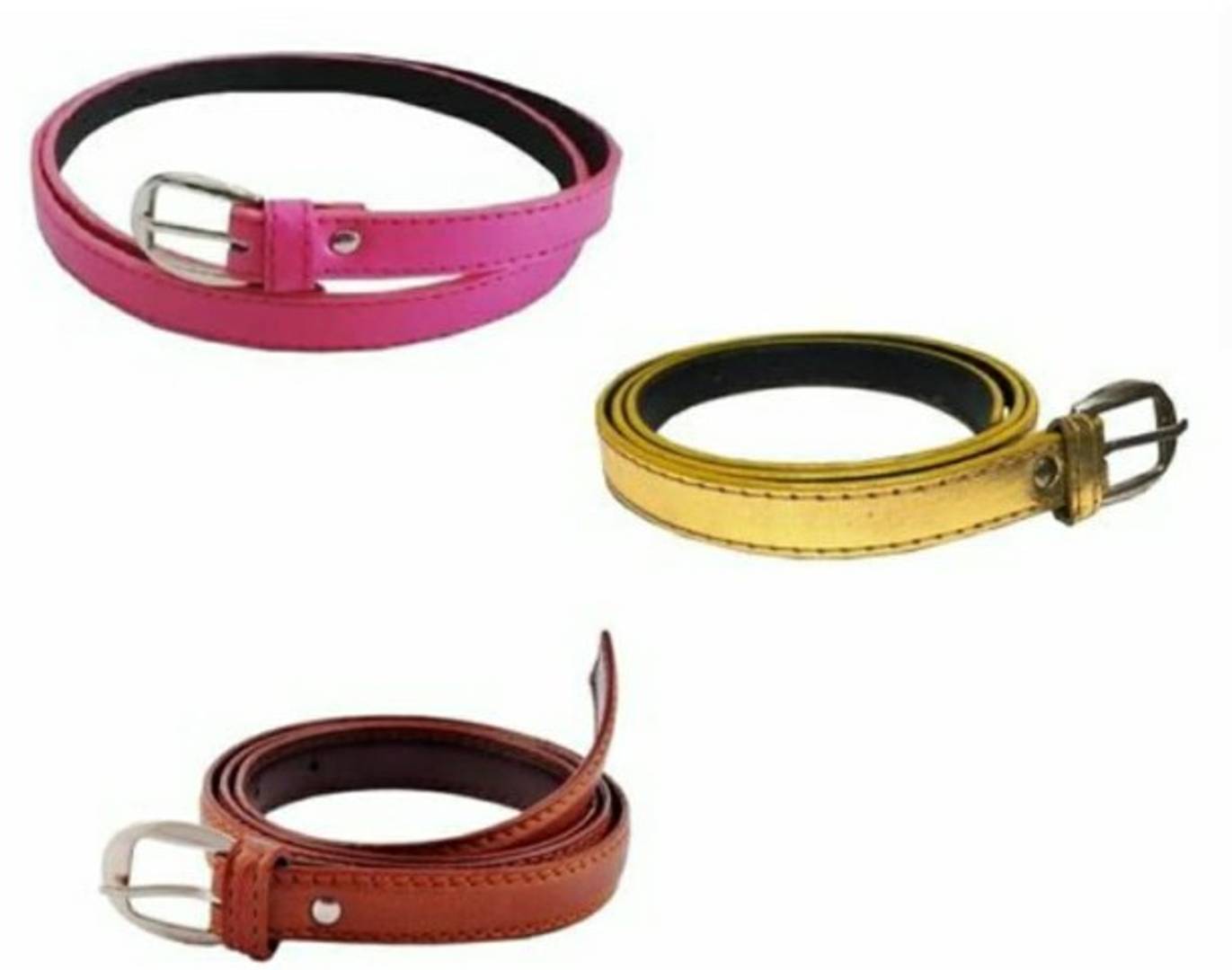 Woman Vegan Leather Belts. New Stylish Design PU Belts for Girls (Pack of 3)