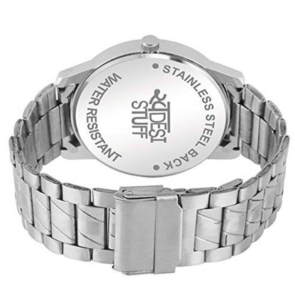 SWADESI STUFF Analogue Men's Watch (Black Dial Silver Colored Strap)