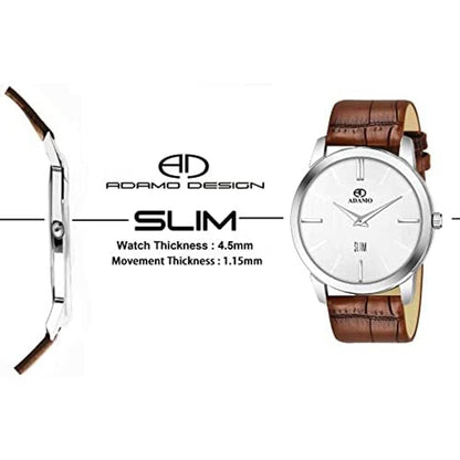 ADAMO Slim White Dial Men's  Boy's Watch AD64BR01 Product-7059378