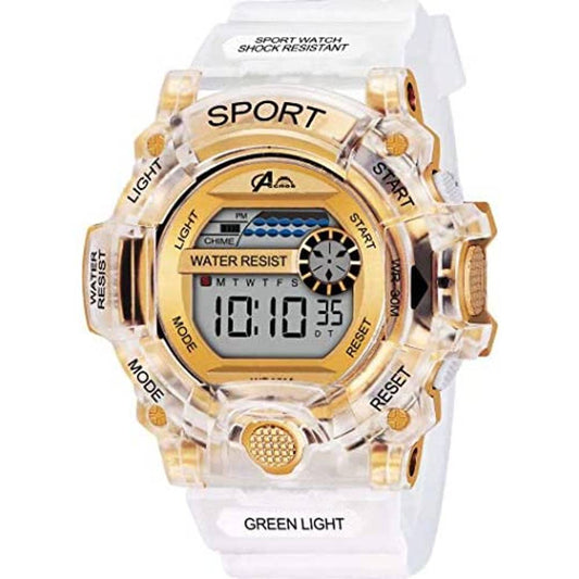 Acnos Brand - A Digital Shockproof Multi-Functional Automatic White-Gold Waterproof Digital Sports Watch for Men's Kids Watch for Boys - Watch for Men Pack of 1 Variant-10577109