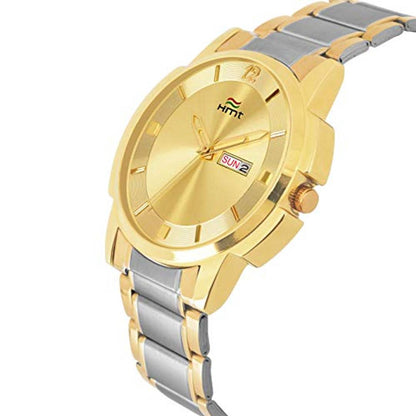 HEMT Gold Dial Day n Date Display Analog Wrist Watch HM-GR095-GLD-SLV Product-7778664