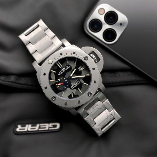 Luminor Submersible [Panerai Carbotech] Lr-111 Multi Color Dial Stainless Steel Chain For Men's Gift Watch