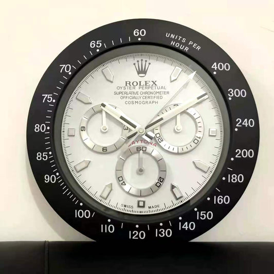 Rolex Wall Clock Chronograph Design Metal Art Wall Clock White Dial With Metal Black Case RLX-WC-787