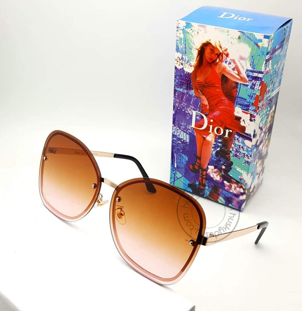 Dior Brown Color Glass Men's Women's Sunglass for Man Woman or Girl DR-B-3 Brown Stick Frame Gift Sunglass