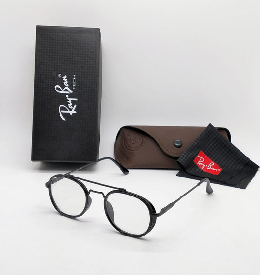 RayBan Round Frame Sunglass for Girls transparent Glass And black Frame Sunglasses RB-1103- Unisex Sunglass