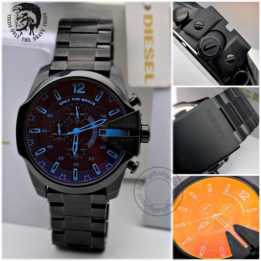 Diesel Chronograph Men's Watch for Man Red Blue Glass Multi Color Full Black looks good on Man Gift - DZ4318