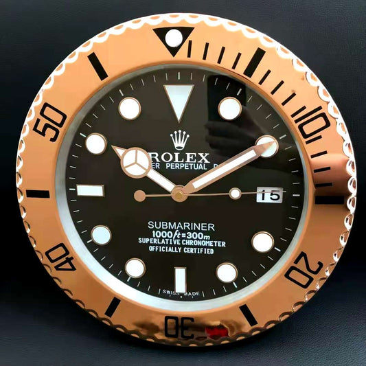 Rolex Wall Clock Quartz Analog Dated Design Metal Art Wall Clock Luminous Function Metal Home Decor Wall Clocks Inspired By Submariner II RLX-WC-905