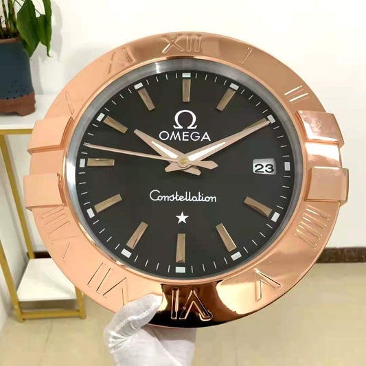 Omega Wall Clock Analog Rose Gold With Black Dial Quartz Clock OG-WC-902