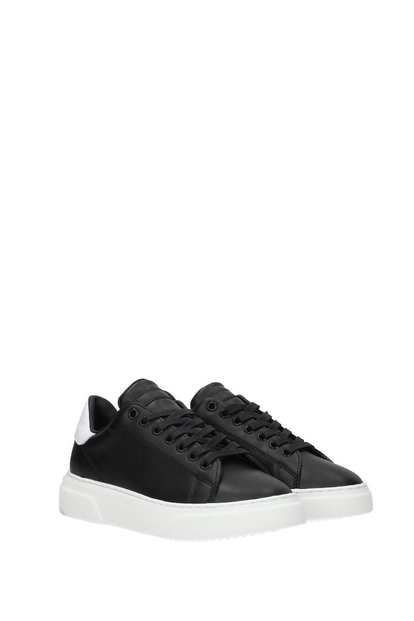 Alexander Mcqueen Shoes - Oversized Leather Sneakers - Women Man- Leather/Leather/Rubber Black