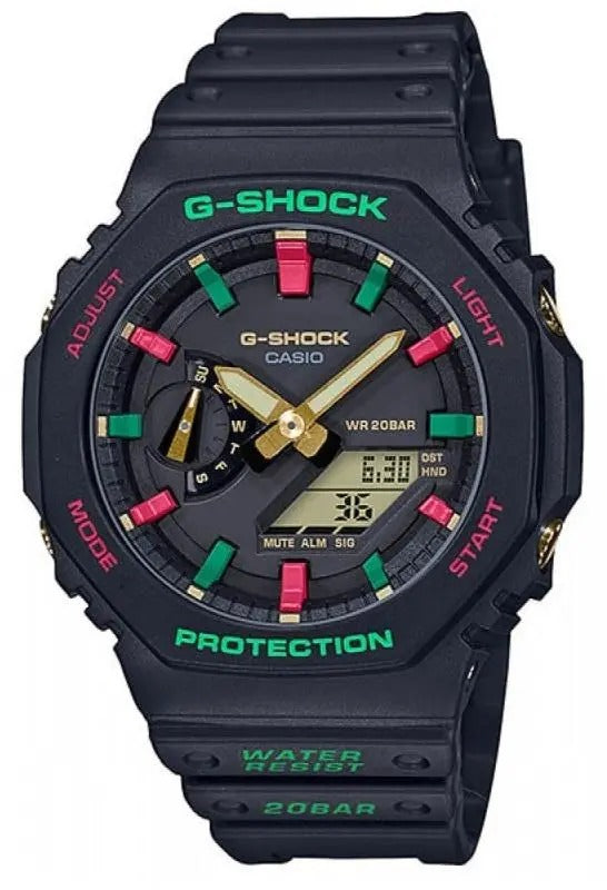 Casio G-Shock Analog Digital Black Color Belt Men's Watch For Man With Black Dial Gift Watch GA-2100TH-1ADR