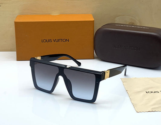 LV Black lenses And Black Frame For Men's and Women's Sunglass Square Design Golden Strap Unisex Gift Sunglass LV-878