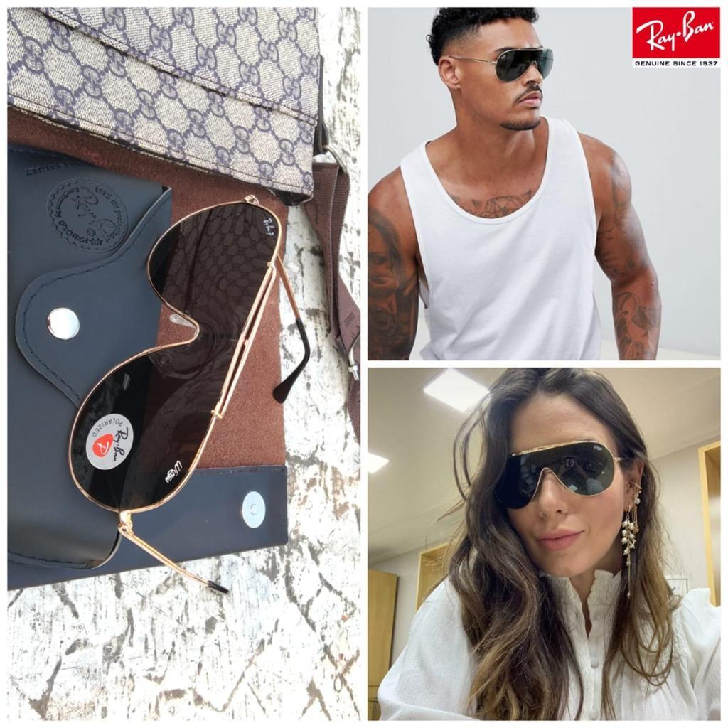 RayBan Vintage Wings Bausch Shape Frame Sunglass In Black Lens And Golden Frame Sunglass For Men's Women's Or Girls Sunglass - RB-B02 New Stylist Sunglass