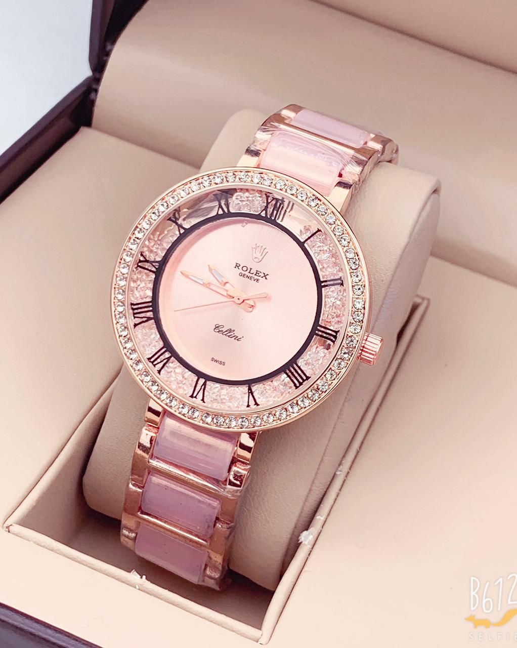 Rolex Rose Gold Stainless Steel Strap Watch For Women and Girls With Rose Dial Gift Watch_RLX-7918