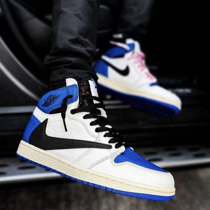 Fragment Design x Travis Scott x Air Jordan 1 Retro High OG SP Sail Black Military Blue DH3227-105