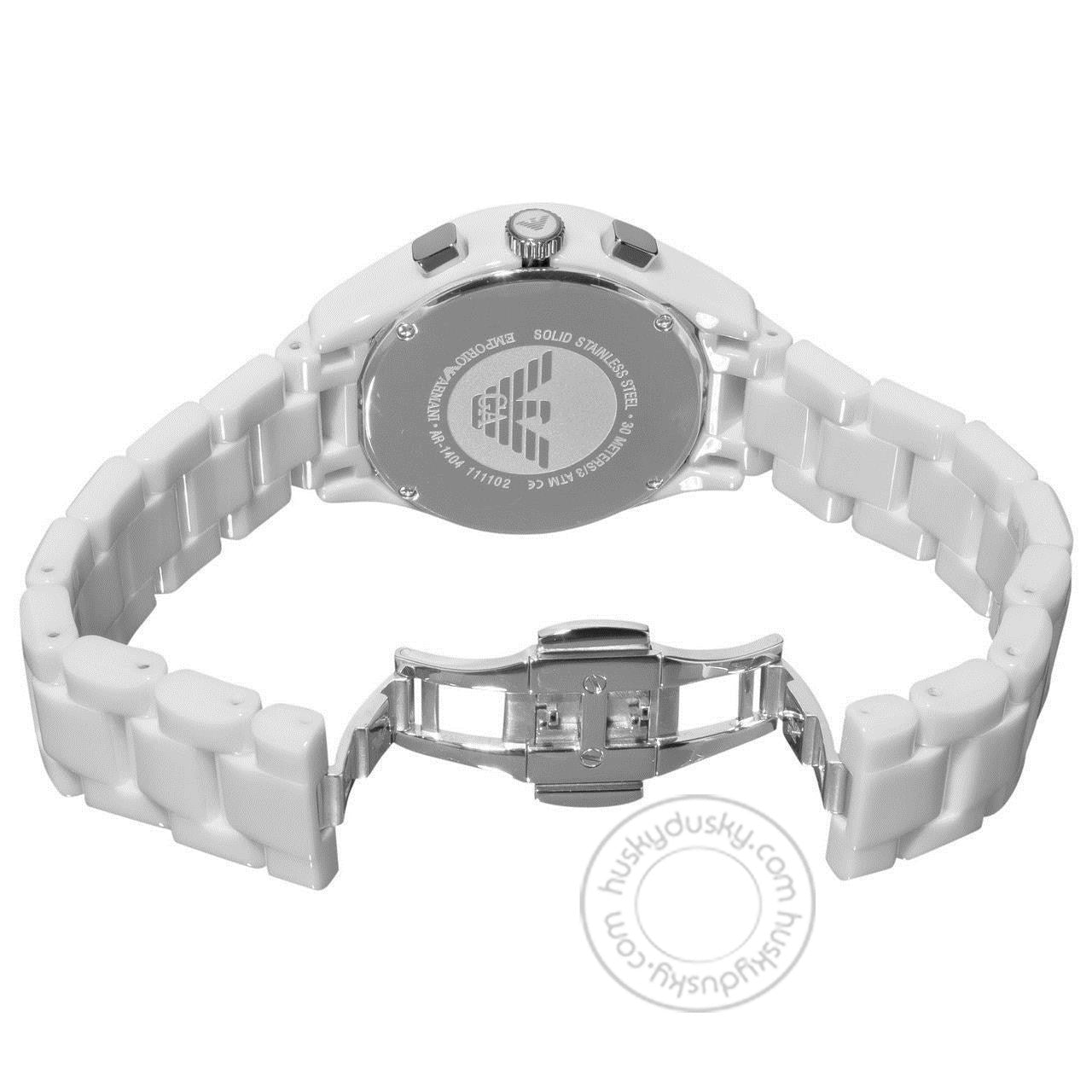 Emporio Armani Ceramica Chronograph White Dial Silver Figure Men's Watch AR1403