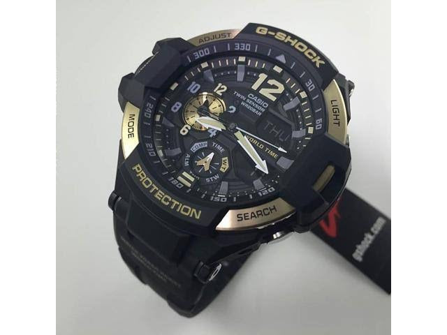 Casio G-Shock Analog Gravity Master Twin Sensor World Time Digital Men Black Analogue and Digital watch With Metal Case Watch For Man Day And Date Gift Watch GA-1100-9G