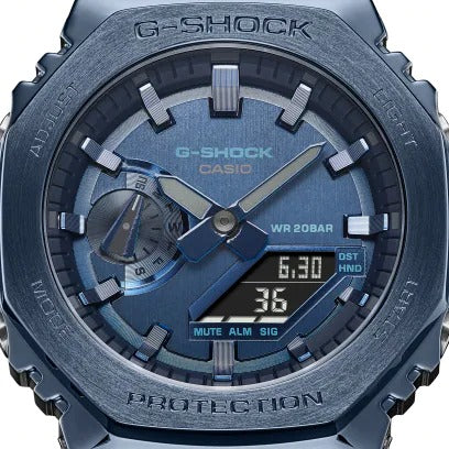 Casio G-Shock Analog Digital Dark Blue Belt With Metal Case Men's Watch For Man GM-2100N-2A Dark Blue Color Dial Day And Date Gift Watch