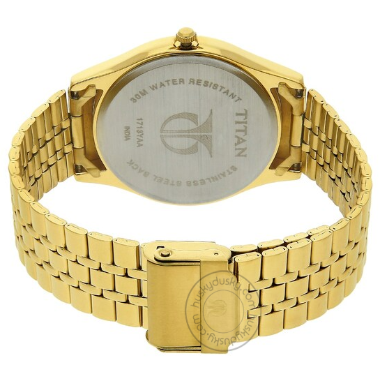 Titan White Dial Golden Stainless Steel Strap Watch 1713YM02