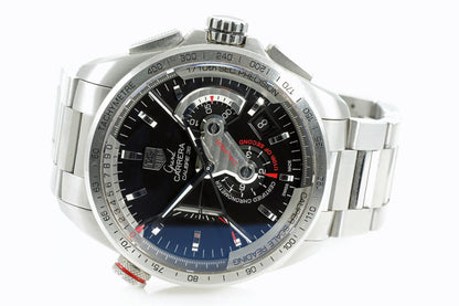 Tagheuer GRAND CARRERA Black Chronograph and Stainless Steel Strap Dated Watch For Men's -TAG-TH-1117_Men's Wristwatch