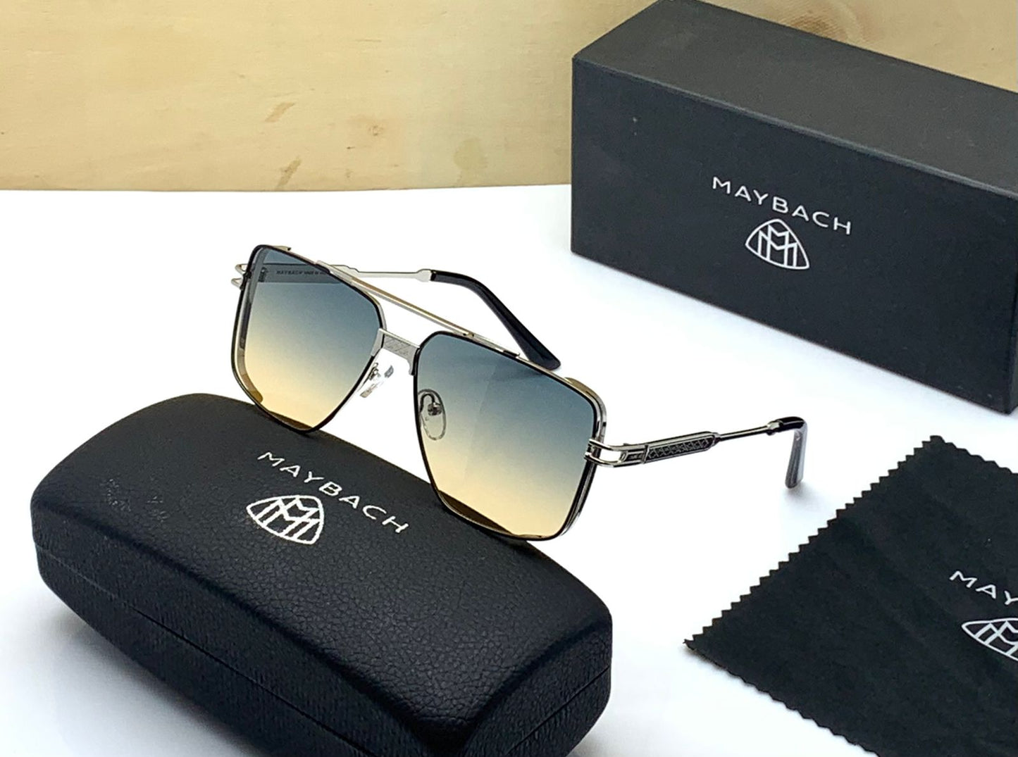 Maybach Tinted Glass With Over Size Square Frame Men's Women's Sunglass For Man Women Or Girl tinted Shade lens And Black Frame Gift Sunglass MB-701