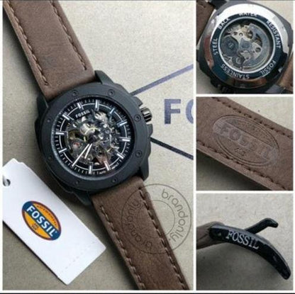 Fossil Skeleton Black Chronograph Automatic Mens Watch Me3080(Leather) Brown Leather Formal Casual Metal Watch For Man