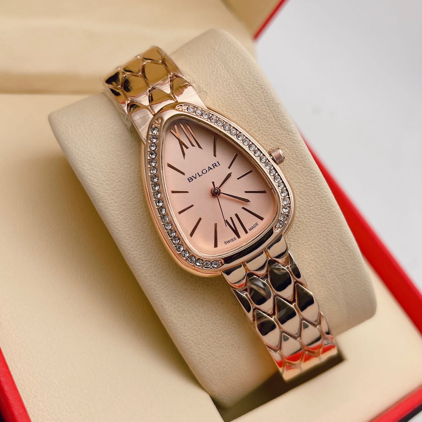 Bvlgari Branded Analog Watch With Rose Gold Watch With Rose Gold Dial Designer Rose Gold Strap Watch For Girl Or Woman-Best Gift Date Watch-BV-103458