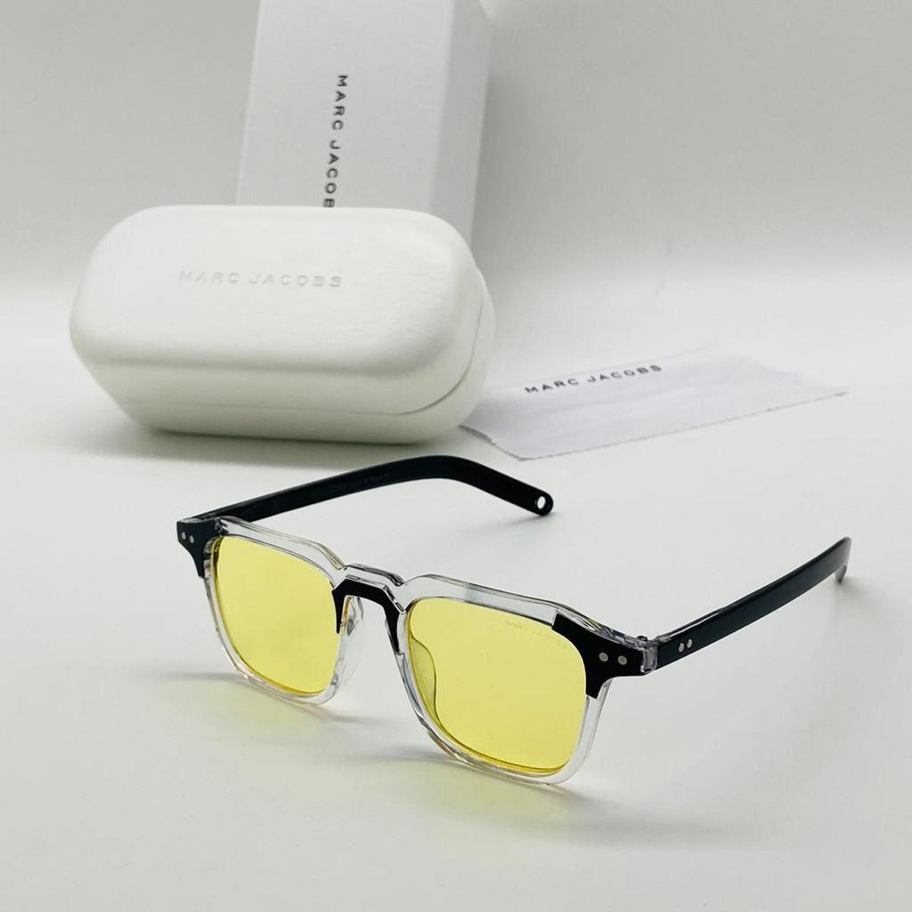 Marc Jacobs Ocean Lens Sunglass In Yellow Men's Women's Or Girl's Sunglass For Man MJ-9826 Transparent Black Frame Sunglasses for Men's Women's Or Girls Also- Gift Sunglass Best For Classic Look