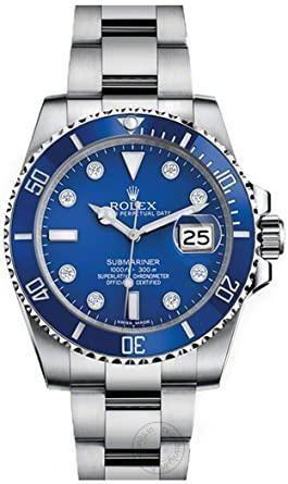 Rolex Submariner Automatic Silver Blue Dial Metal Men's Watch For Man Rlx-Blue-Sub Gift Watch RLX-OYSTR-WG-(OG-BOX