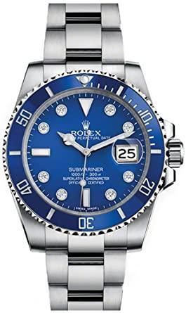 Rolex Submariner Automatic Silver Blue Dial Metal Men's Watch for Man RLX-BLUE-SUB