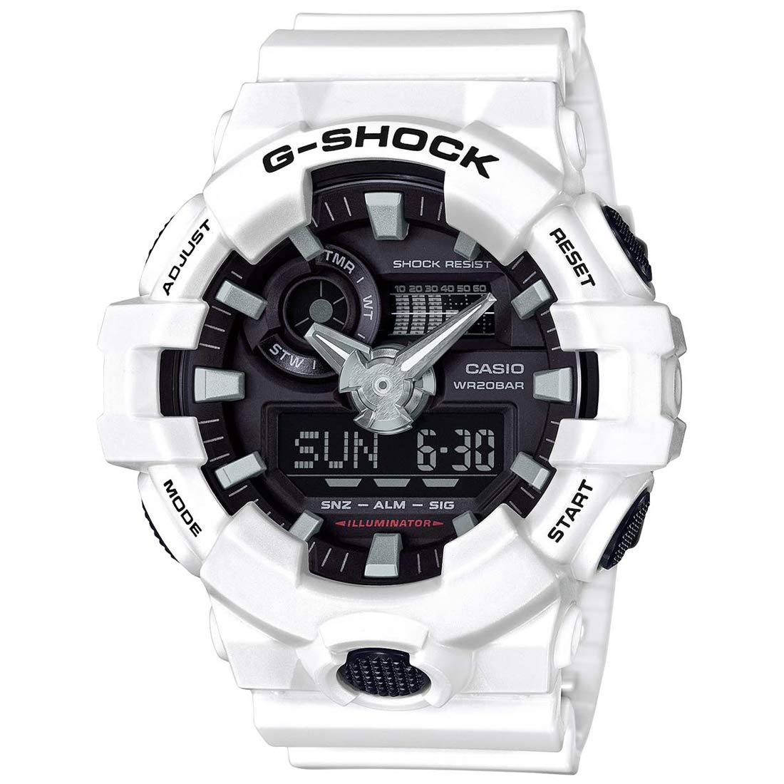 Casio G-Shock Analog Digital White Belt Men's Watch For Man GA-700-7APR Multi Color Dial Day And Date Gift Watch
