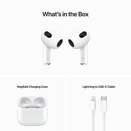 New AirPods (3rd Generation) with Wireless Charging Case | Wireless Mobile Bluetooth | Compatible with Android & iOS Devices Air Pod Airpods-3