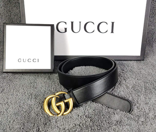 Gucci Jet Black Color Gucci Plain Leather Formal Men's Women's Waist Belt For Man Woman Or Girl Formal Gucci Design Buckle Gift Belt GC-FB-195