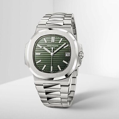 Patek Philippe Nautilus Mad Watch Quartz Movement Green Dial Dated Watch For Men's-Best Men's Collection PP-1728