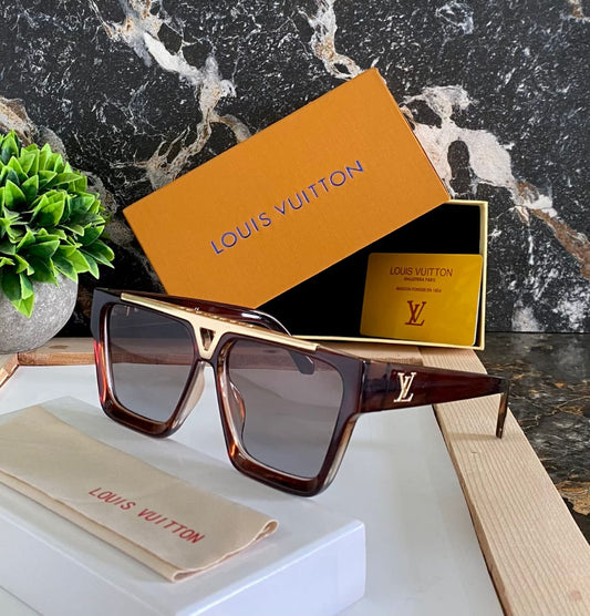 LV Branded Evidence Brown Transparent Len's Brown Frame LV-9013 Unisex Men's and Women's Sunglass