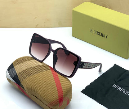 Burberry Branded Purple Glass Men's And Women's Or Girls Sunglass BB-33 Square Black Bold Frame With Bold Stick Sunglass- Best Sun Protection Sunglasses