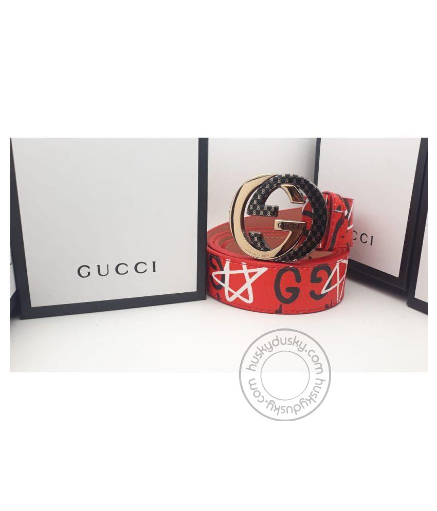 Gucci Multi Color RedLeather Men's Women's GC-RGB-01 Waist Belt for Man Woman or Girl Gold Black Circle GG Buckle Gift Belt