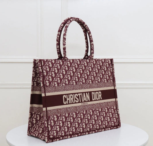 CD Women Fashion Western Style Tote Elegant One Burgundy Printed In Stylist Color With Brand Dust Cover And For Women's Or Girls Bag - Best Casual Use Bag DR-CH-9090