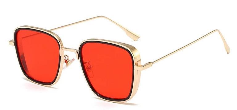 Husky Dusky Red Color Glass Golden Frame Men Women Sunglass For Man Woman or Girl LV-63 Gift Sunglass