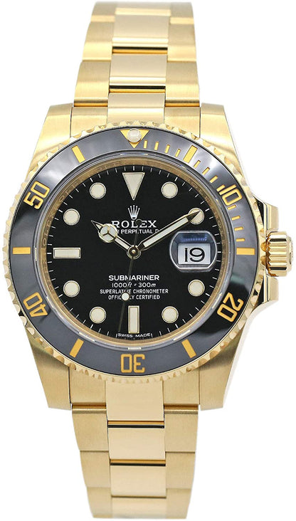 ROLEX Submariner Automatic Gold Black Dial Metal Mens Watch for Man Rlx-Sub-GB