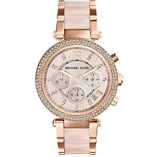 MK Rose Gold Dial Women's Watch For Girl Or Woman Mk5896 Two-Tone Strap Best Gift Watch