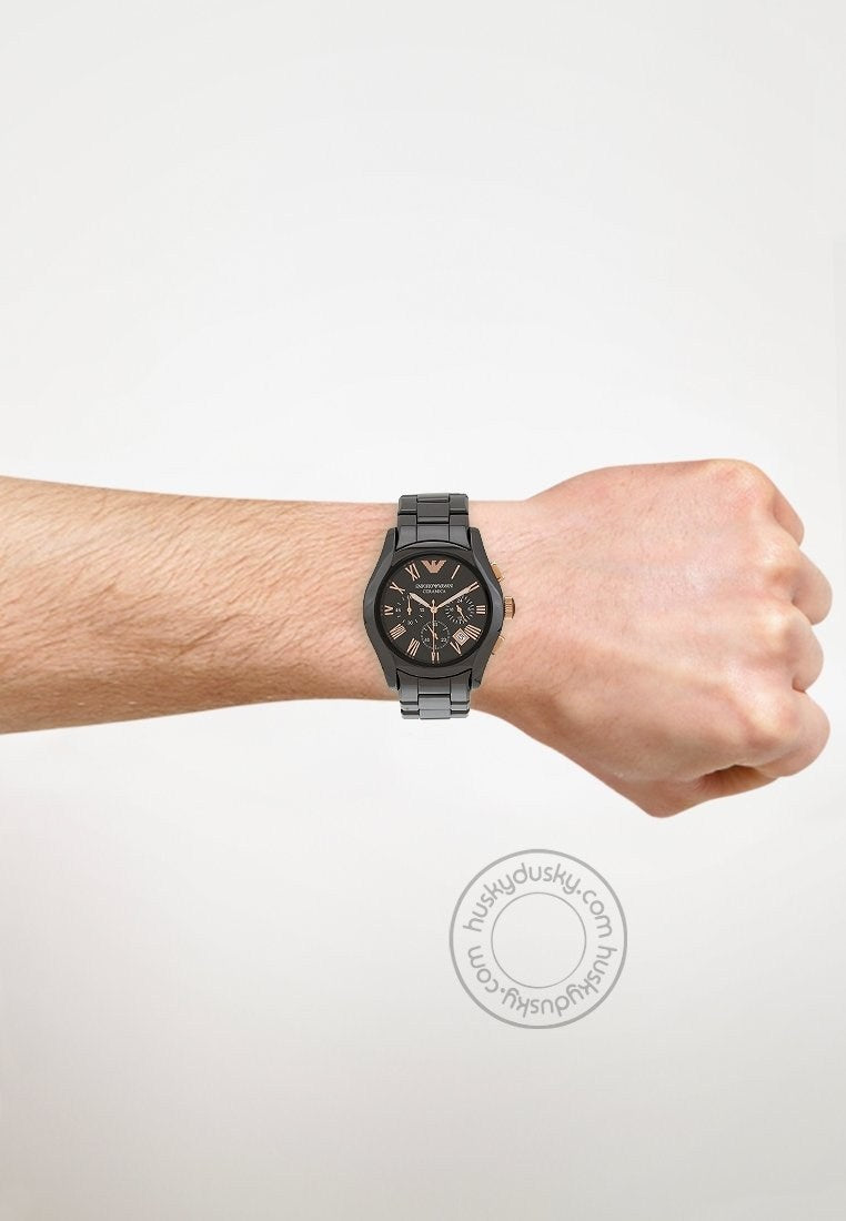 Emporio Armani Chronograph Black Gold Dial Men's Watch AR1410