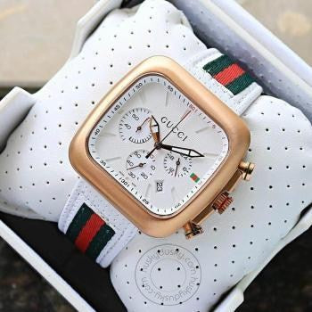 Gucci Chronograph Multi Color Strap Men's Watch For Man GC WHT 07 White Dial Date Gift Watch