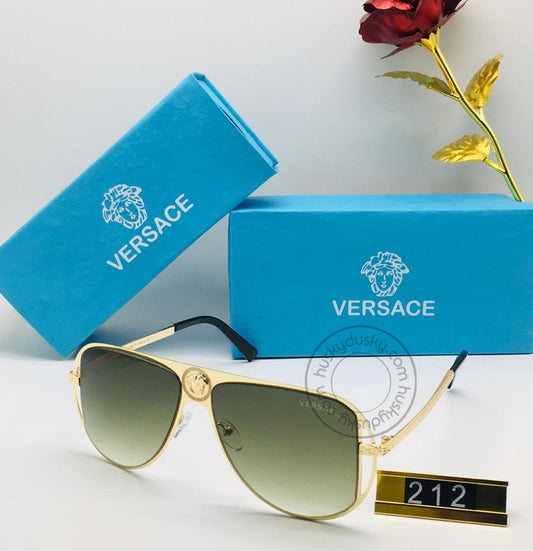 Versace Branded Green Glass Men's Sunglass For Man VER-212 Black and Gold Frame Gift Sunglass